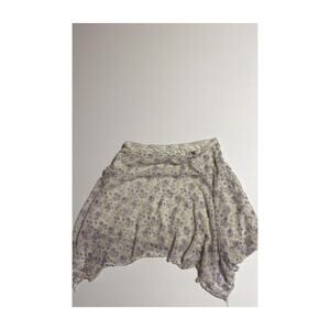 Full Tilt Juniors Floral Asymmetrical Mini Skirt Purple Cream M